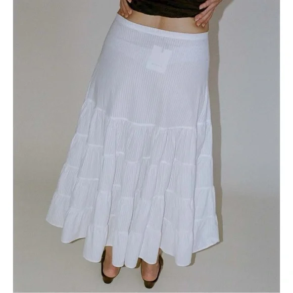 NWT Paloma Wool Long Etoile - White Cotton Blend Gathered Midi Maxi Skirt sz 38 - Picture 12 of 16